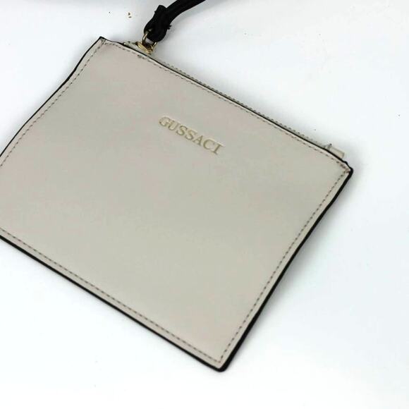 Gussaci Women's Large Tote Shoulder Handbag Minimalist Neutral Cream Black Trim - Picture 12 of 12